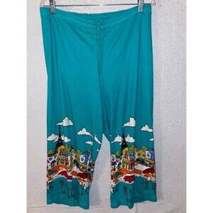 Sleep Sense Pajama Cropped Pant Short 100% Cotton M Women's Knit Cotton Blue art